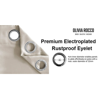 Blackout Natural Eyelet Curtains Thermal Ring Top Window Treatment for Living Room & Bedroom by OLIVIA ROCCO