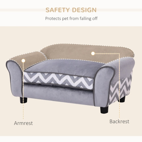 PawHut Dog Sofa Bed For XS-Sized Dogs, Cat Sofa With Soft Cushion, Pet Chair Lounge With Washable Cover, Removable Legs, Wooden Frame