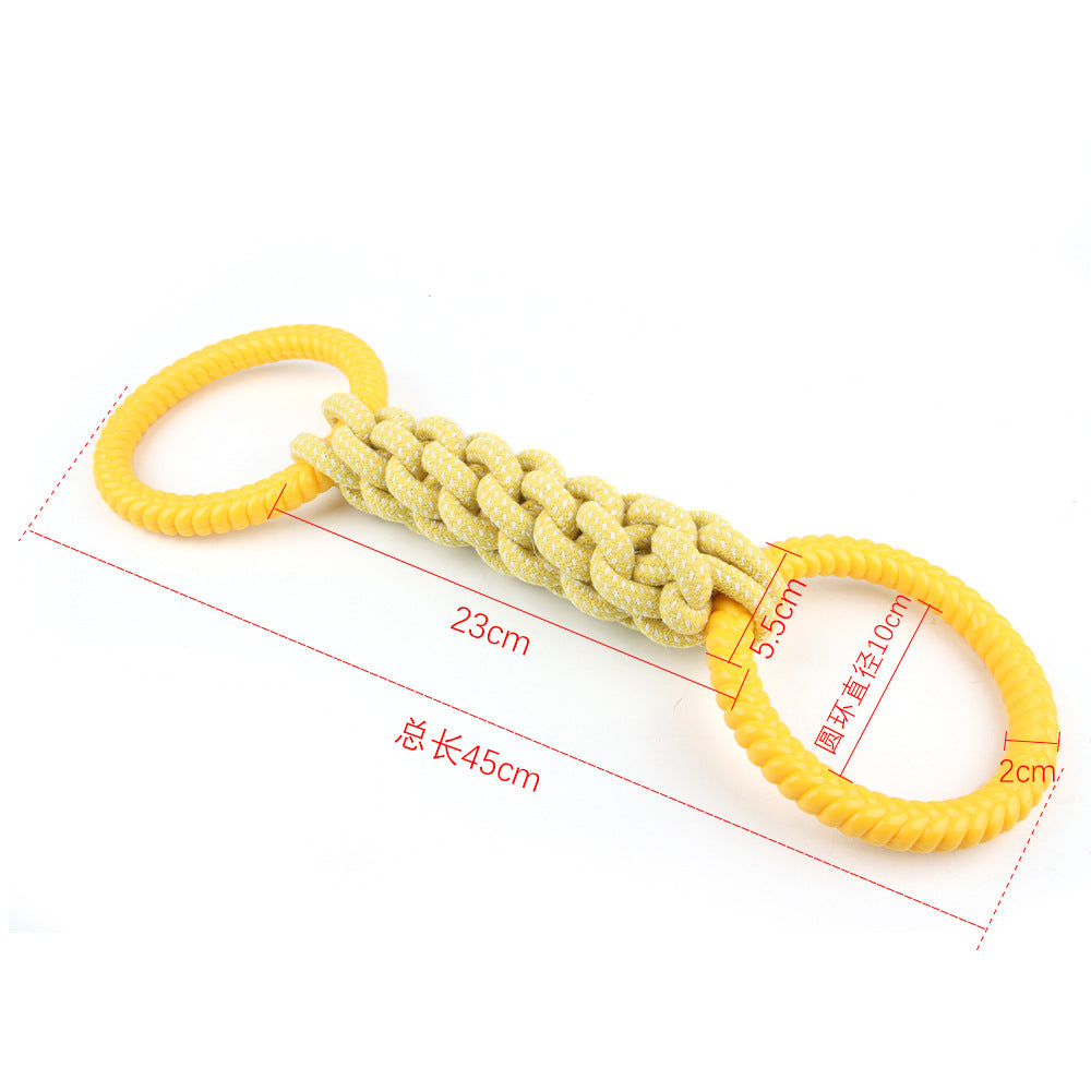 TUGME Natural Cotton Rope Dog Toys Tough And Interactive Dog Tug Toy With 2 Handle Dog Pull Rope Teeth Cleaning Puppy Chew Toy Supply