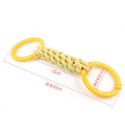 TUGME Natural Cotton Rope Dog Toys Tough And Interactive Dog Tug Toy With 2 Handle Dog Pull Rope Teeth Cleaning Puppy Chew Toy Supply