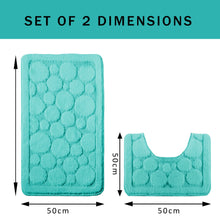 Cali Bubbles 2 Piece Duck Egg Bath Mat & Pedestal Set Non-Slip Soft & Absorbent Bathroom Mats for Comfort & Safety by OLIVIA ROCCO