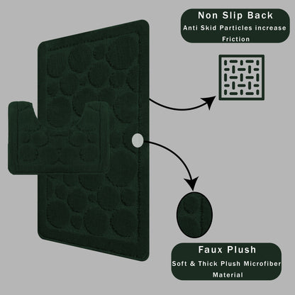 Cali Bubbles 2 Piece Emerald Green Bath Mat & Pedestal Set Non-Slip Soft & Absorbent Bathroom Mats for Comfort & Safety by OLIVIA ROCCO