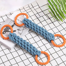 TUGME Pet Dog Toy Double-ring Chewable Cotton Knot Toy Tooth Cleaning Durable Braided Bone Rope Pet Teething Toy Pet Supplies
