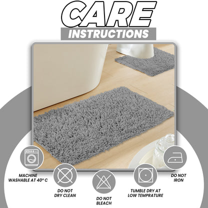 Como 2 Piece Grey Bath Mat & Pedestal Set Non-Slip Super Absorbent Cotton Bathroom Mats by OLIVIA ROCCO