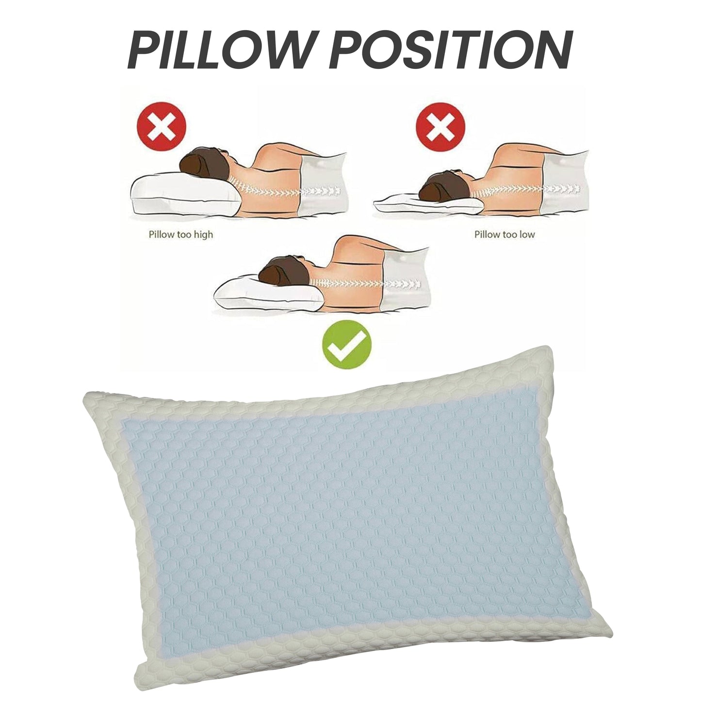 Cooling Gel Memory Foam Pillow Breathable Luxury Premium Fibre Filling for Superior Comfort and Support by OLIVIA ROCCO
