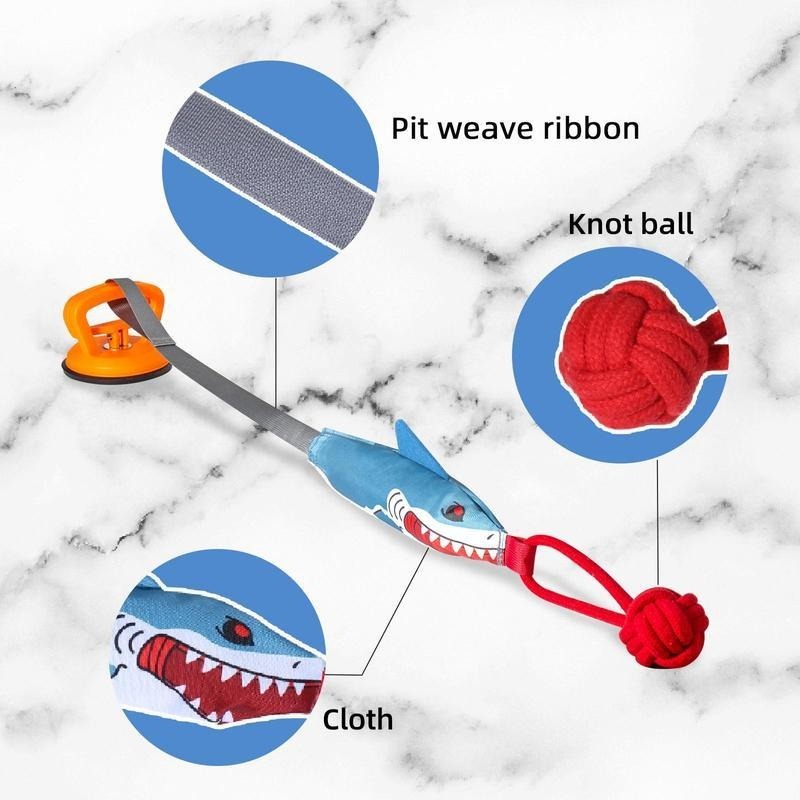 TUGME PROKEl Shark Shaped Pet Toy, Interactive TwineToy Ball Dog Toy With Suction Cup, Pet Chew ToyFor Dogs & Cats Funny Dogtoys Squeaky Toys Dogtraining Rope Toy