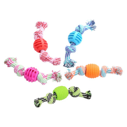TUGME Pet Dog Toy Cotton Rope Double Knot Ball Bite Resistant Tooth Cleaning Toy Ball Pet Supplies