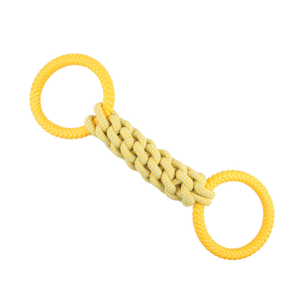 TUGME Natural Cotton Rope Dog Toys Tough And Interactive Dog Tug Toy With 2 Handle Dog Pull Rope Teeth Cleaning Puppy Chew Toy Supply