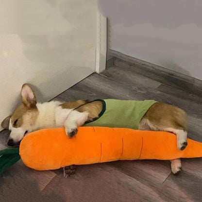 TUGME Cute Carrot With Soft Squeaker Carrot Shape Pet Plush Toy With Sound Bite-Resistant Soft Comfortable Dog Toy