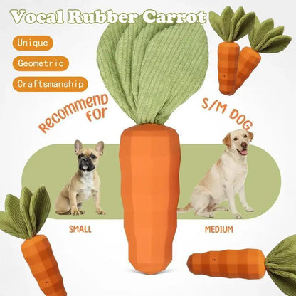 TUGME Rubber Carrot Dog Toy For Chewing Dogs, For Training And Cleaning, Durable Interactive Toy For Puppies And Medium-sized Dogs