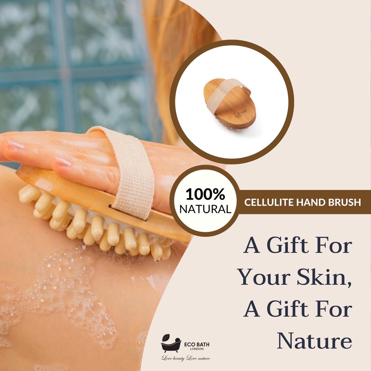 Eco Bath London Cellulite Hand Brush - Effective Cellulite Remover and Massager for Smooth, Toned Skin