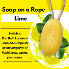 Eco Bath London Lime Soap on a Rope 220g - Luxury Eco-Friendly Lime Soap, Refreshing Body Wash Bar with Shea Butter