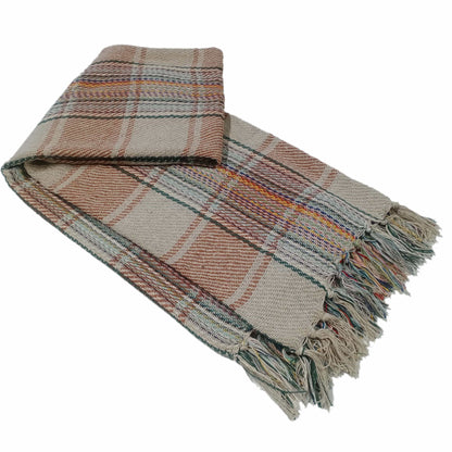 Eco-Friendly Recycled Cotton Picnic Blanket Check Stripe Design Super Soft Cozy Foldable and Packable for Beach Park Camping 130 x 150 cm by OLIVIA ROCCO