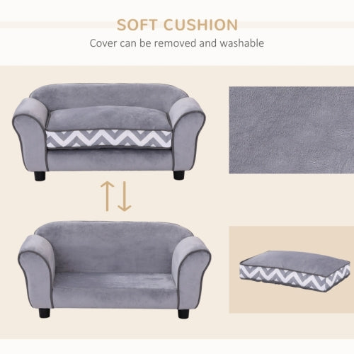 PawHut Dog Sofa Bed For XS-Sized Dogs, Cat Sofa With Soft Cushion, Pet Chair Lounge With Washable Cover, Removable Legs, Wooden Frame