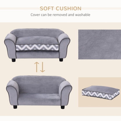 PawHut Dog Sofa Bed For XS-Sized Dogs, Cat Sofa With Soft Cushion, Pet Chair Lounge With Washable Cover, Removable Legs, Wooden Frame