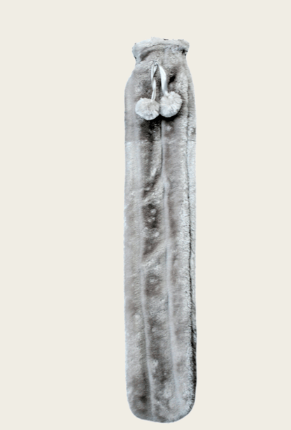 Extra Long 2L Hot Water Bottle with Plush Faux Fur Cover for Cosy Nights Natural Rubber UK Safe Tested Soft Fleece Ideal Gift for Adults Kids by OLIVIA ROCCO