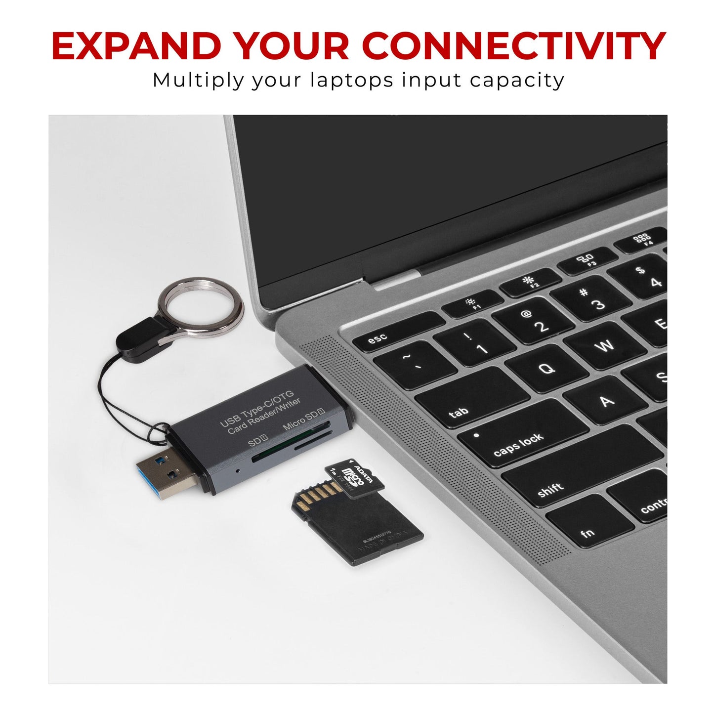 Maplin USB-C and USB-A 3.0 SD Card Reader for SDXC / SDHC / MicroSDXC / MicroSDHC - Aluminium Case