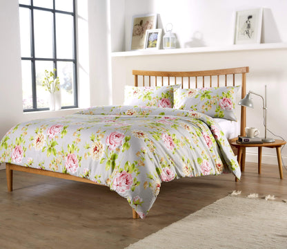 Fleur Luxurious Cotton Rich Duvet Set Soft Breathable Bedding with Elegant Design Available in Single Double King Super King Sizes by OLIVIA ROCCO