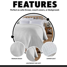 Florian Checked Throw Blanket White Bedspread for Sofas Armchairs Sofa Settee Couch Beds & Couches by OLIVIA ROCCO