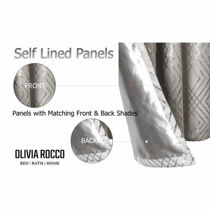 Geometric Natural Sparkle Blackout Curtains Soft Thermal Insulated Eyelet Ring Top Living Room & Bedroom Drapes by OLIVIA ROCCO