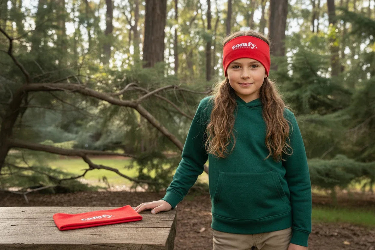 Kids Warm Over-ear Comfy Headband - Red