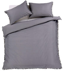Hand Stitched Pom Pom Cotton Rich Duvet Set Durable Elegant Bedding in Multiple Sizes and Colours Perfect for Master Suites and Guest Rooms by OLIVIA ROCCO