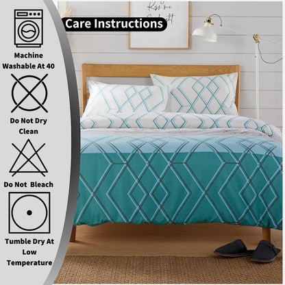 Havanna Geo Reversible Luxury Cotton Blend Duvet Cover Set with Pillowcases in Pink and Teal Single Double King by OLIVIA ROCCO