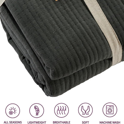 Hotel Collection 240 x 260 cm Quilted Bedspread in Sustainable Cotton Soft and Durable White and Grey Bedding for Elegant Bedroom Decor by OLIVIA ROCCO