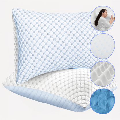 Ice Cool Unique Hypoallergenic Cooling Memory Foam Pillow for Nightlong Comfort and Breathable Sleep Support by OLIVIA ROCCO