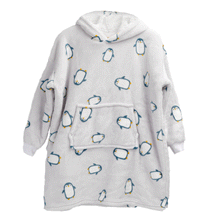 Kids Oversized Hooded Penguin Blanket Hoodie Ultra Soft Sherpa Flannel for Ages 8-15 Warm and Cozy by Daisy Dreamer