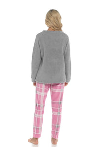 Ladies Ultra-Soft Polar Bear Print Fleece Pyjama Set with Elasticated Bottoms Warm Cosy Loungewear for Women Multiple Sizes Available by Daisy Dreamer