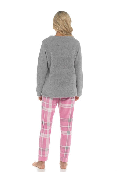 Ladies Ultra-Soft Polar Bear Print Fleece Pyjama Set with Elasticated Bottoms Warm Cosy Loungewear for Women Multiple Sizes Available by Daisy Dreamer