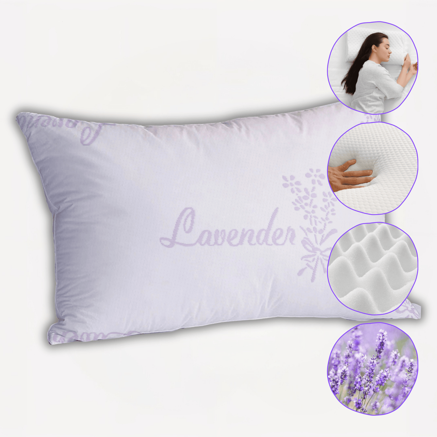 Lavender Infused Unique Hotel Pillow Hypoallergenic Microfibre Luxury Premium Fibre Filling for Superior Comfort and Support by OLIVIA ROCCO