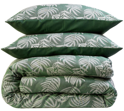 Leaf Jacquard Reversible Duvet Cover Sets in Grey and Pink with Cotton Blend for Ultimate Comfort Eco-Friendly Bedding in King Queen Double Single Sizes by OLIVIA ROCCO
