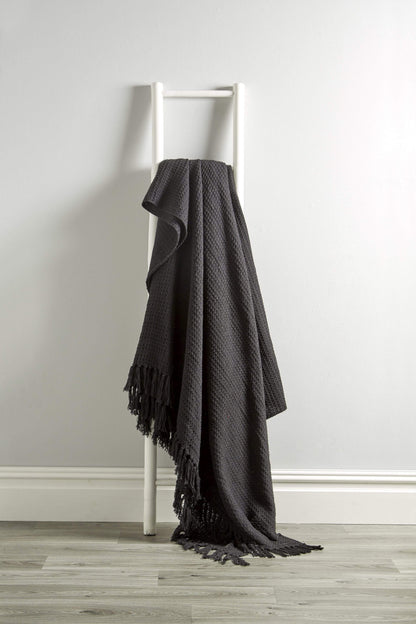 Lisbon Pure Indian Cotton Handwoven Honeycomb Throw Blanket Luxurious Soft Lightweight Easycare Cover for Sofa Bed or Living Room Available in 10 Colours and Sizes by OLIVIA ROCCO