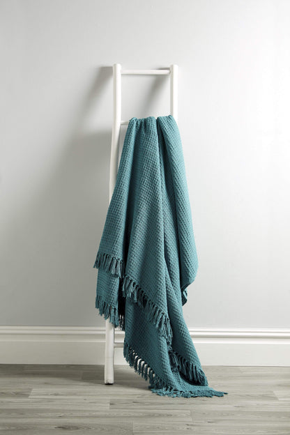 Lisbon Pure Indian Cotton Handwoven Honeycomb Throw Blanket Luxurious Soft Lightweight Easycare Cover for Sofa Bed or Living Room Available in 10 Colours and Sizes by OLIVIA ROCCO