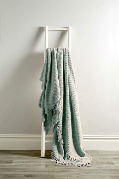 Lisbon Pure Indian Cotton Handwoven Honeycomb Throw Blanket Luxurious Soft Lightweight Easycare Cover for Sofa Bed or Living Room Available in 10 Colours and Sizes by OLIVIA ROCCO