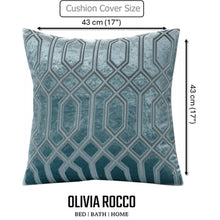 Luxe Geo Velvet Cushion Covers 2 Pack Teal Geometric Decorative Cushions for Sofa Bed & Living Room by OLIVIA ROCCO
