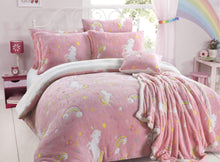Magical Glow In The Dark Rainbow Unicorn Teddy Fleece Duvet Set for Kids Super Soft Cosy Bedding Perfect for Children's Bedrooms by OLIVIA ROCCO