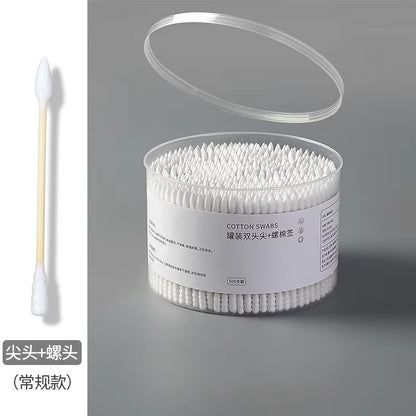 500pcs Double Head Wood Cotton Swab Nose Ears Cleaning Women Makeup Tools Lipstik Cotton Buds Tip Sticks Bastoncillos Oidos