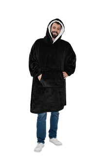 Men's Oversized Hooded Blanket Giant Sherpa Lined Hoodie with Hood and Pocket for Ultimate Warmth and Comfort Grey Stars by Daisy Dreamer