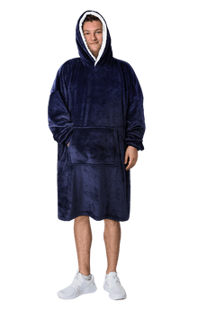 Men's Oversized Hooded Blanket Giant Sherpa Lined Hoodie with Hood and Pocket for Ultimate Warmth and Comfort Grey Stars by Daisy Dreamer