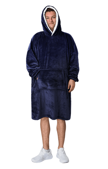 Men's Oversized Hooded Blanket Giant Sherpa Lined Hoodie with Hood and Pocket for Ultimate Warmth and Comfort Grey Stars by Daisy Dreamer