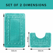 Miami 2 Piece Duck Egg Bath Mat & Pedestal Set Non-Slip Soft & Absorbent Bathroom Mat Set for Comfort & Safety by OLIVIA ROCCO