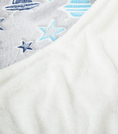 Outer Space Glow In The Dark Astronaut and Rocket Teddy Fleece Duvet Set for Children, OEKO-TEX Certified Bedding Perfect for Winter by OLIVIA ROCCO