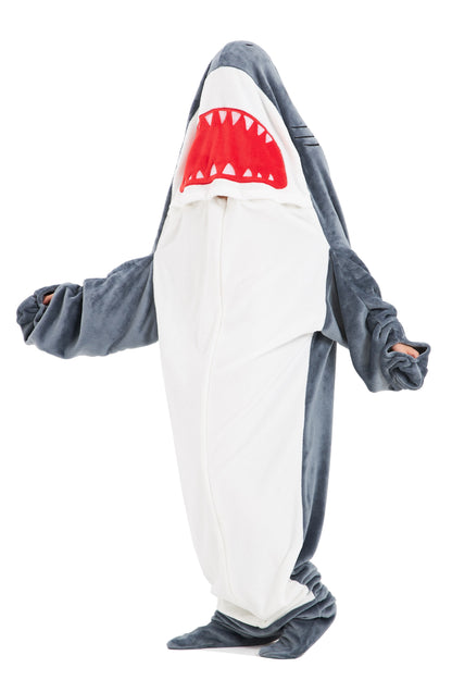 Oversized Shark Animal Wearable Blanket Hoodie Soft Fleece Hooded Blanket with Sleeves Warm Winter Loungewear by OLIVIA ROCCO