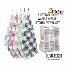 Pack of 5 Super Absorbent Quick Drying Houndstooth Cotton Tea Towels for Kitchen Durable Decorative Dish Towels 45cm x 65cm by OLIVIA ROCCO
