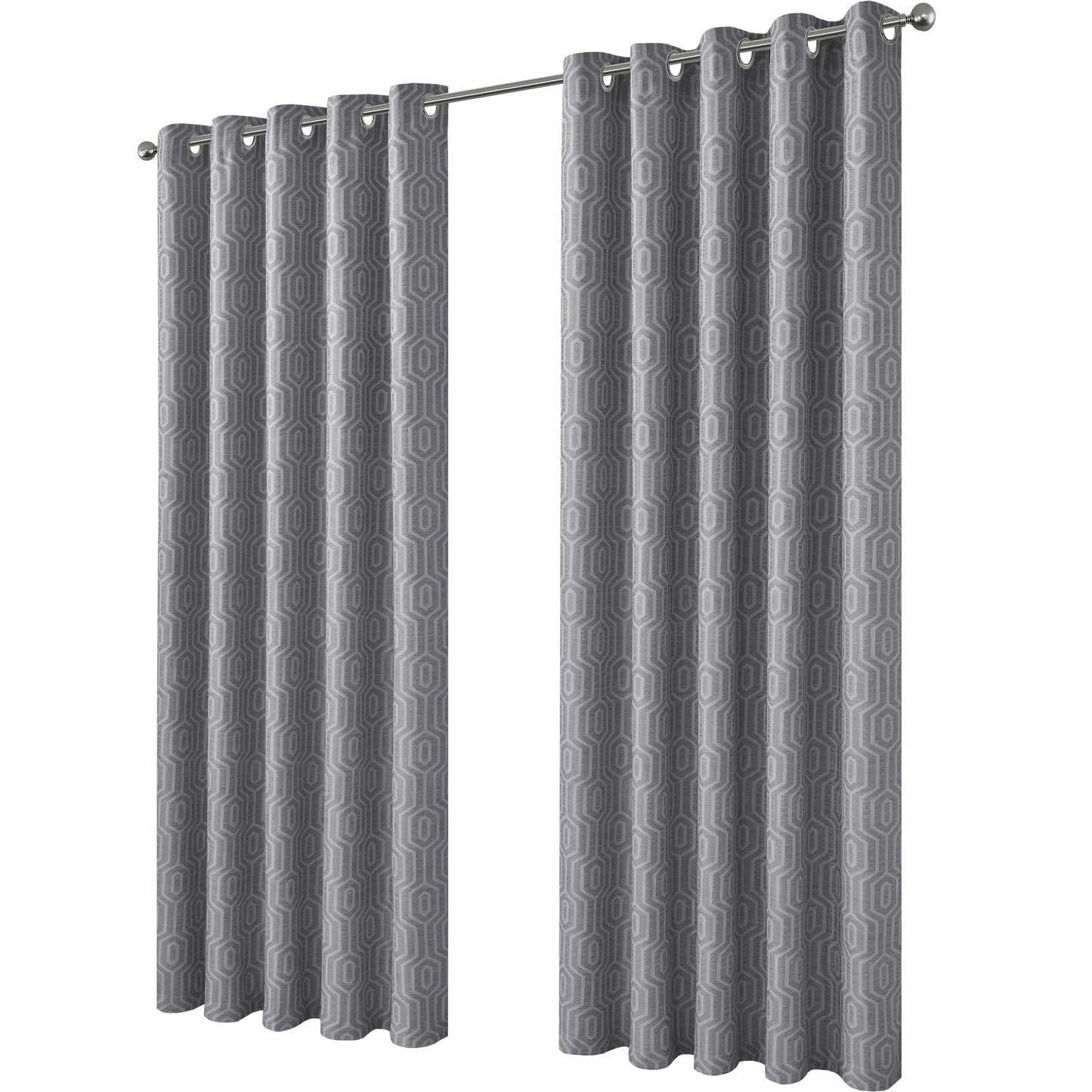 Paris Eyelet Jacquard Curtains Grey Geometric Pattern Thermal Insulated Light Blocking for Bedroom Lounge by OLIVIA ROCCO