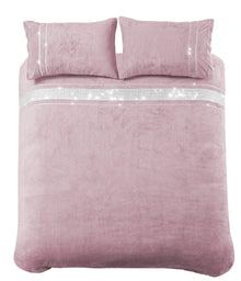 Paris Glitz Teddy Fleece Duvet Set Luxurious Handwoven Diamante Detailing Super Soft Faux Fur OEKO-TEX Certified Multiple Sizes Available by OLIVIA ROCCO