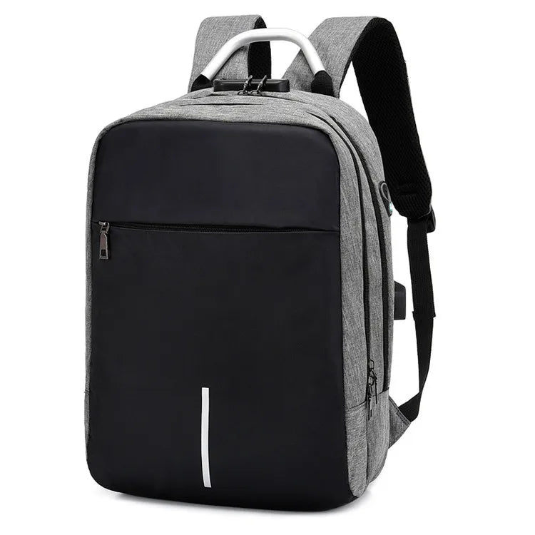 unisex medium all seasons polyester solid color business square zipper functional backpack